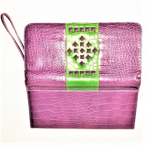 eBISU Reptile Embossed Vegan Leather Clutch - Picture 2 of 6